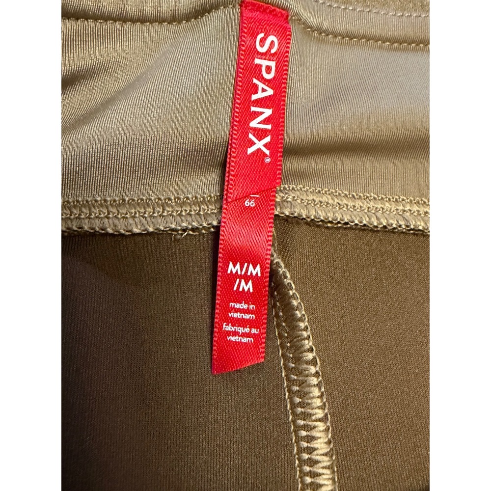 Spanx Faux Suede Leggings Camel Tan High Waisted Seamed Front Size Medium 20380R - Picture 4 of 7